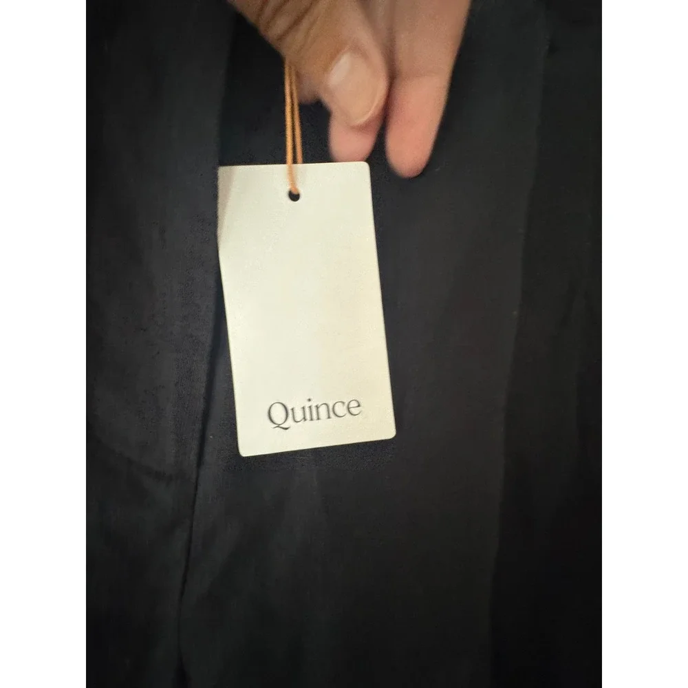 Quince Black European Linen Pleated Elastic Waist Pants Womens 14 New